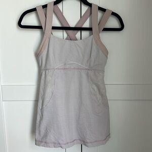 Lululemon Tank Top Gray & Lavender Zippered Pocket Womens Size 6